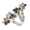 Image 2 : Unheated Round Tourmaline 2.5 mm Chrome Diopside 14 k White Gold Plated 925 Sterling Silver Flower R