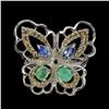 Image 1 : Unheated Oval Emerald 6x3 mm Tanzanite Gems 14 k White Gold Plated  925 Sterling Silver Butterfly Ri