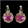 Image 1 : Heated Round Red Ruby 6mm Simulated Cz Gold Plate 925 Sterling Silver Earrings