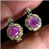 Image 2 : Heated Round Red Ruby 6mm Simulated Cz Gold Plate 925 Sterling Silver Earrings