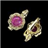 Image 3 : Heated Round Red Ruby 6mm Simulated Cz Gold Plate 925 Sterling Silver Earrings