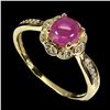 Image 2 : Heated Round Red Ruby 6mm Simulated Cz 14K Gold Plate 925 Sterling Silver Ring