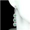 Image 2 : Unheated Oval Green Emerald 5x4mm White Topaz 14 k White Gold plated 925 Sterling Silver Earrings