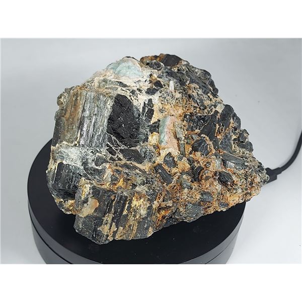 UNREAL, MUSEUM SPECIMEN, RICH BLUISH - GREEN (Paraiba Colour) AND BLACK TOURMALINE IN MATRIX