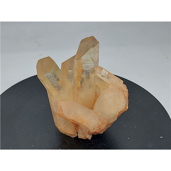 MAGNIFICENT CLUSTER OF LEMURIAN CRYSTALS WITH METAPHYSICAL WINDOWS, WITH IRON OXIDE ON BASE - HIGH H