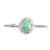 Image 1 : Unheated Oval Green Emerald 5x4mm White Topaz 14 k  White Gold Plated 925 Sterling Silver Ring Size