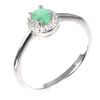 Image 2 : Unheated Oval Green Emerald 5x4mm White Topaz 14 k  White Gold Plated 925 Sterling Silver Ring Size