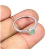 Image 3 : Unheated Oval Green Emerald 5x4mm White Topaz 14 k  White Gold Plated 925 Sterling Silver Ring Size