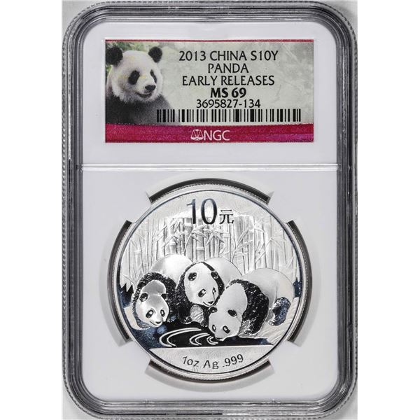 2013 China 10 Yuan Silver Panda Coin NGC MS69 Early Releases