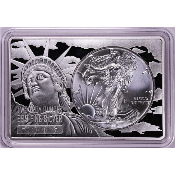 2016 $1 American Silver Eagle Coin & 2oz Silver Bar Set