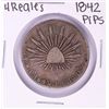 Image 1 : 1842 PiPS Mexico 4 Reales Silver Coin