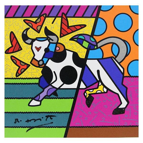 Romero Britto "Taurus" Limited Edition Giclee On Canvas
