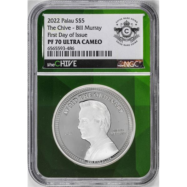 2022 Paulau $5 Proof The Chive Bill Murray Silver Coin NGC PF70 Ultra Cameo FDOI