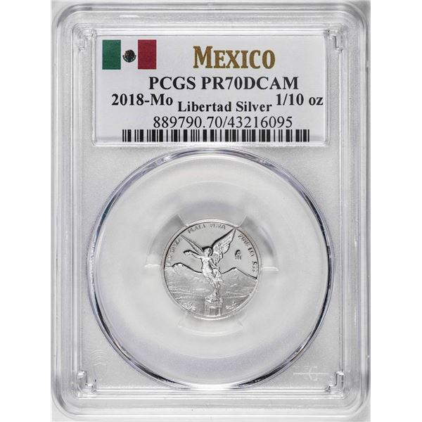 2018-Mo Mexico Proof 1/10 oz Silver Libertad Coin PCGS PR70DCAM