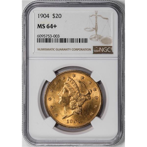 1904 $20 Liberty Head Double Eagle Gold Coin NGC MS64+
