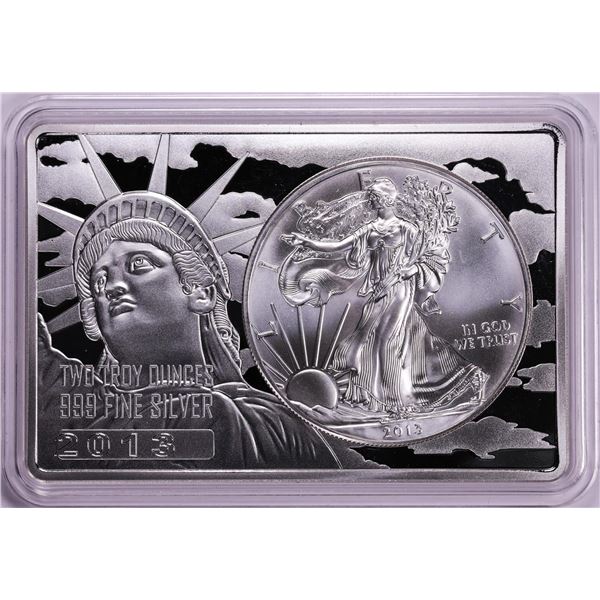 2013 $1 American Silver Eagle Coin & 2oz Silver Bar Set