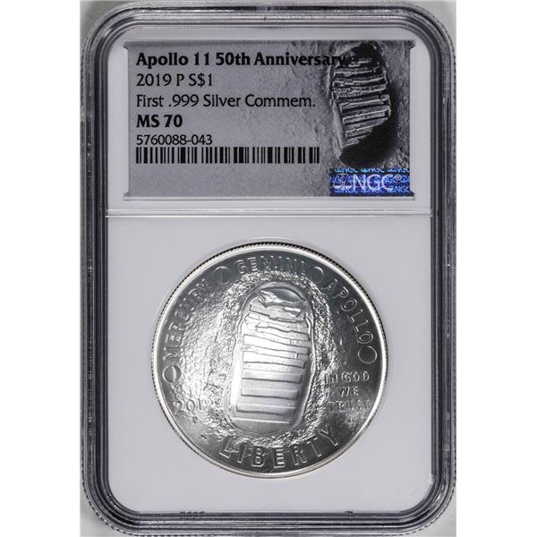 2019-P $1 Apollo 11 Commemorative Silver Dollar Coin NGC MS70