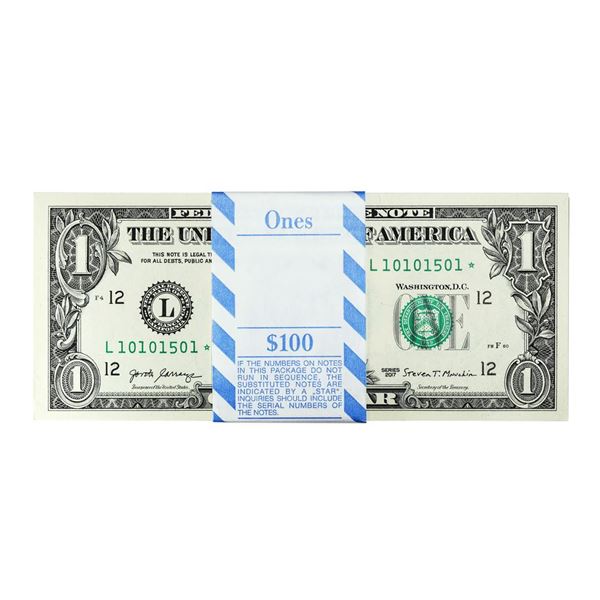 Pack of (100) Consecutive 2017 $1 Federal Reserve STAR Notes San Francisco