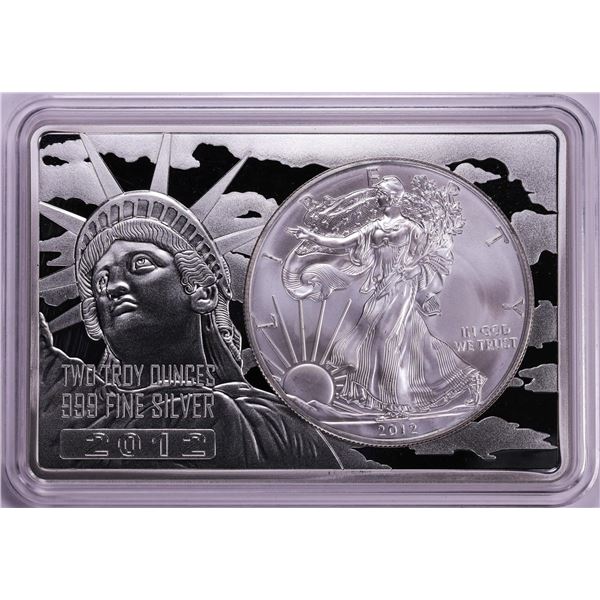 2012 $1 American Silver Eagle Coin & 2oz Silver Bar Set