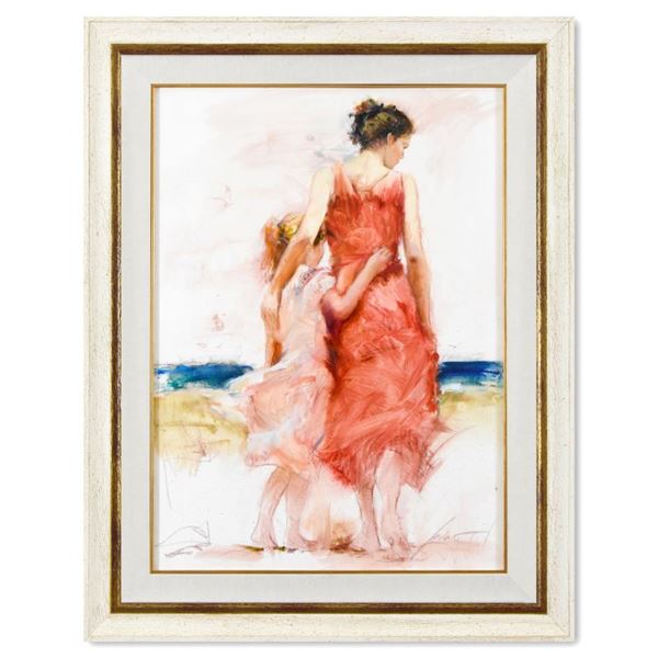 Pino (1939-2010) "Wrapped In Arms" Original Oil Painting on Board