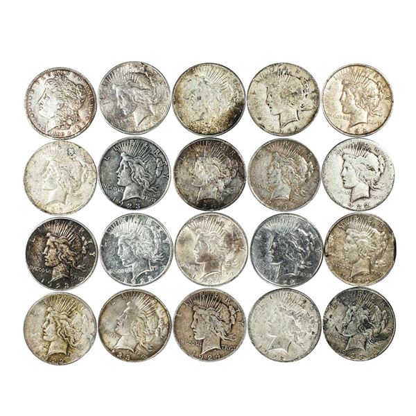 Lot of (20) $1 Peace Silver Dollar Coins Culls