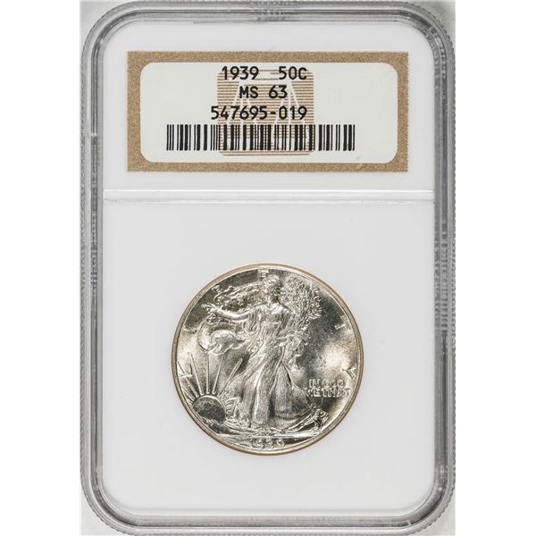 1939 Walking Liberty Half Dollar Coin NGC MS63