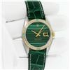 Image 3 : Rolex Men's Two Tone Green Malachite Diamond and Emerald Datejust Wristwatch