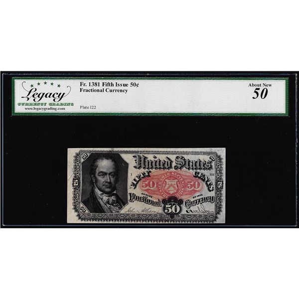 1875 Fifth Issue 50 Cent Fractional Currency Note Fr.1381 Legacy About New 50