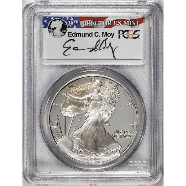 1998-P $1 Proof American Silver Eagle Coin PCGS PR69DCAM Edmund Moy Signature
