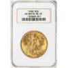 Image 1 : 1908 No Motto $20 St Gaudens Double Eagle Gold Coin NGC MS63