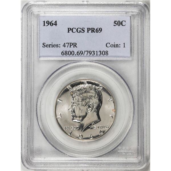 1964 Proof Kennedy Half Dollar Coin PCGS PR69