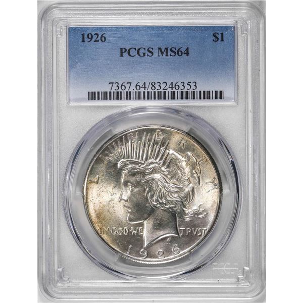 1926 $1 Peace Silver Dollar Coin PCGS MS64