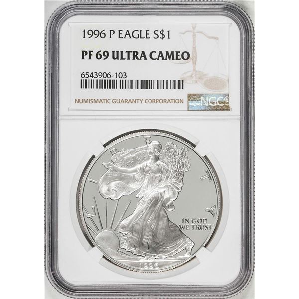 1996-P $1 Proof American Silver Eagle Coin NGC PF69 Ultra Cameo