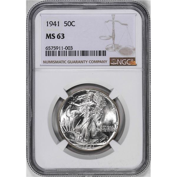 1941 Walking Liberty Half Dollar Coin NGC MS63