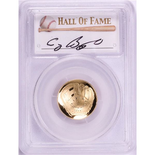 2014-W $5 Proof Baseball Hall of Fame Gold Coin PCGS PR70DCAM Craig Biggio Signature