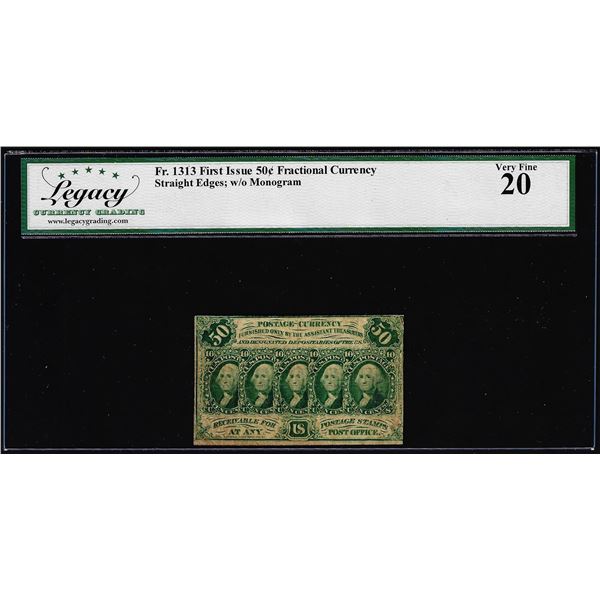1862 First Issue Fifty Cents Fractional Currency Note Fr.1313 Legacy Very Fine 20