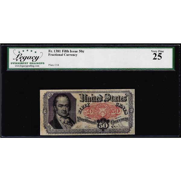 1875 Fifth Issue 50 Cent Fractional Currency Note Fr.1381 Legacy Very Fine 25