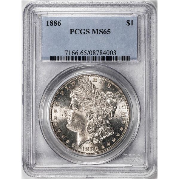 1886 $1 Morgan Silver Dollar Coin PCGS MS65