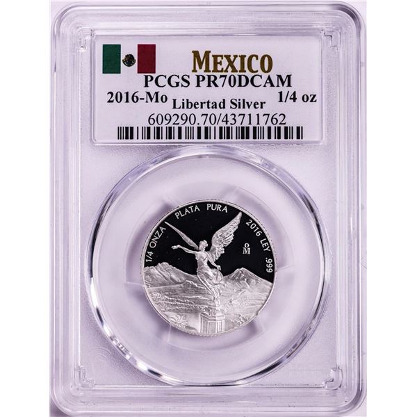 2016-Mo Mexico Proof 1/4 oz Silver Libertad Coin PCGS PR70DCAM