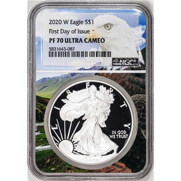 2020-W $1 Proof American Silver Eagle Coin NGC PF70 Ultra Cameo First Day of Issue
