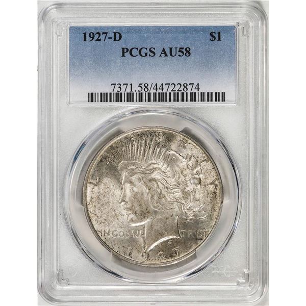 1927-D $1 Peace Silver Dollar Coin PCGS AU58