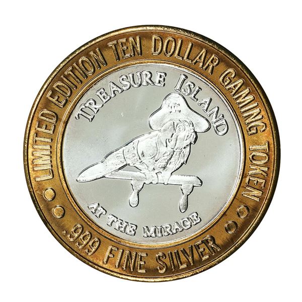 .999 Silver Treasure Island Las Vegas, Nevada $10 Casino Limited Edition Gaming Token