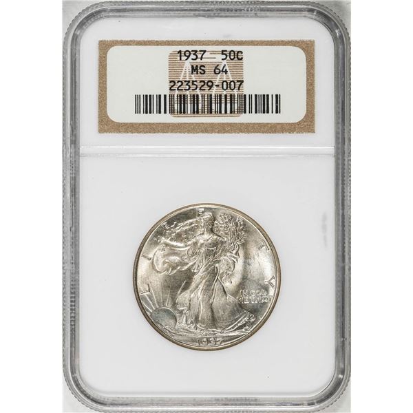 1937 Walking Liberty Half Dollar Coin NGC MS64