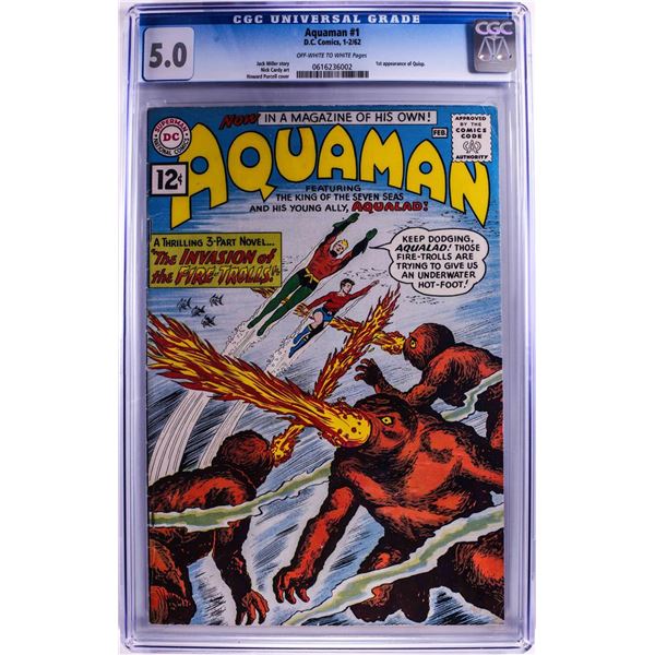 D.C. Comics Aquaman #1 Comic Book 1-2/62 CGC 5.0 1st Appearance of Quisp