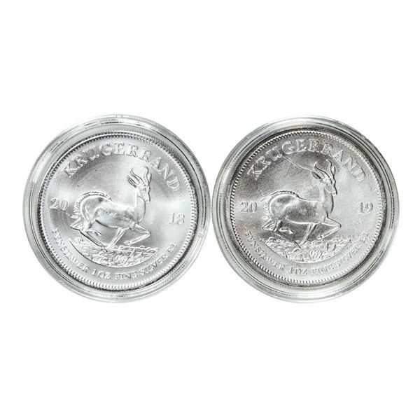 Lot of 2018-2019 South Africa 1oz Krugerrand Silver Coins