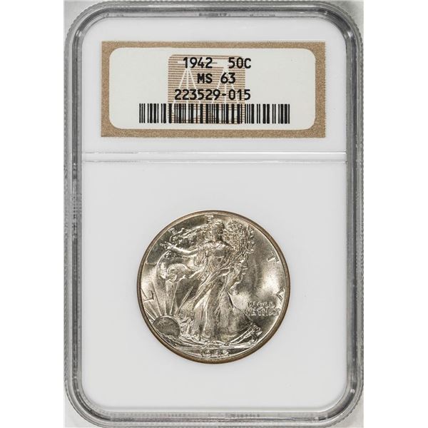 1942 Walking Liberty Half Dollar Coin NGC MS63