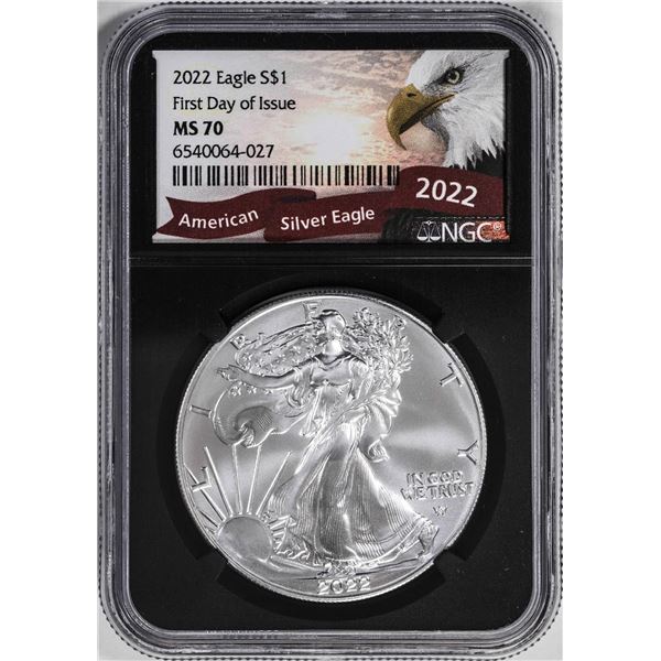 2022 $1 American Silver Eagle Coin NGC MS70 First Day of Issue