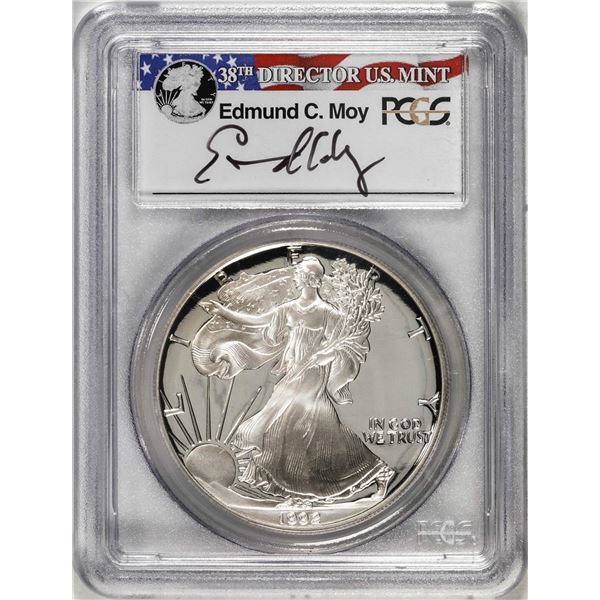 1992-S $1 Proof American Silver Eagle Coin PCGS PR69DCAM Edmund Moy Signature