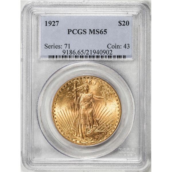 1927 $20 St. Gaudens Double Eagle Gold Coin PCGS MS65