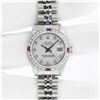 Image 4 : Rolex Ladies Stainless Steel Silver Diamond & Ruby Datejust Wristwatch